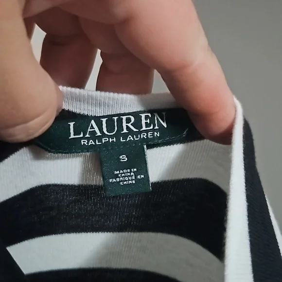 Ralph Lauren Cotton Black & White Stripped Ladies Top Size S. Sleeves ½-Length - Picture 8 of 11